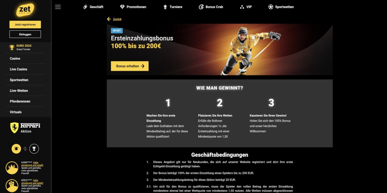 ZetCasino Sport Bonus