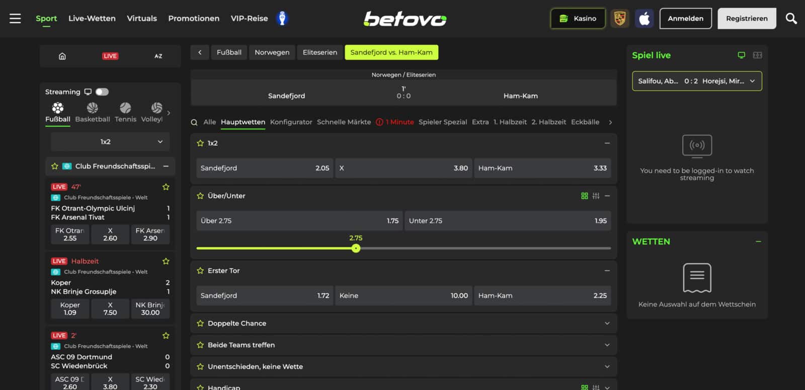 Betovo Live Wetten