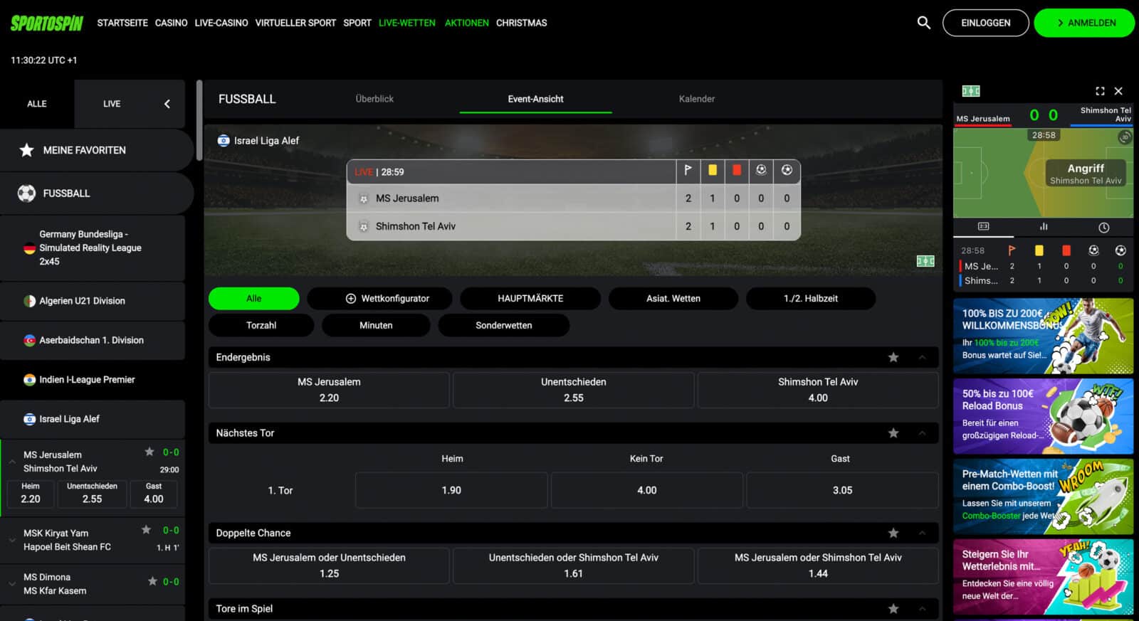 Sportospins Live Wetten