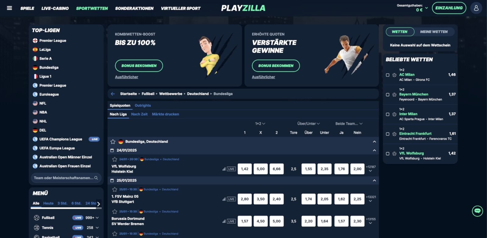 Playzilla Bundesliga Wetten