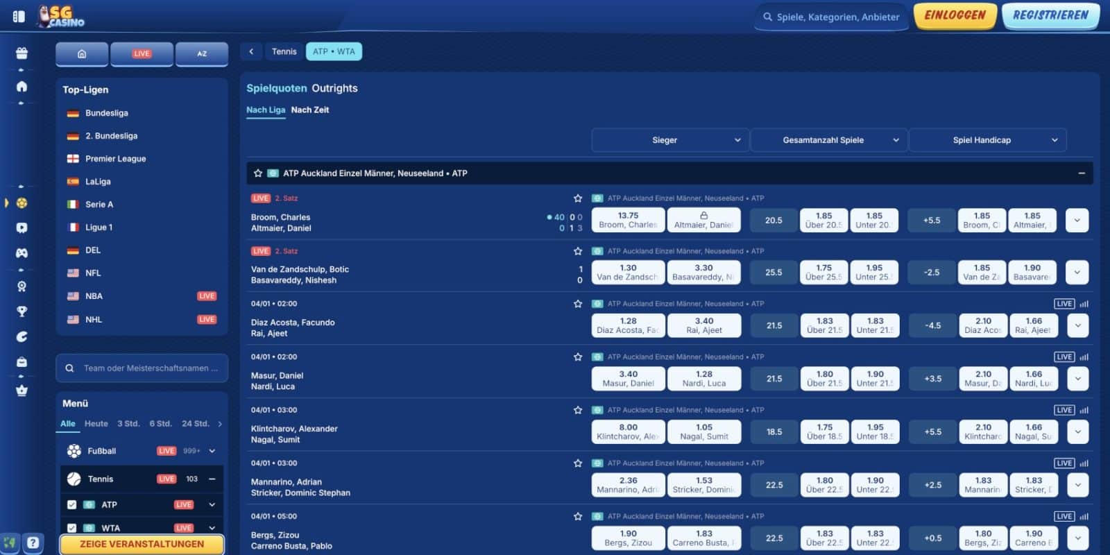 SG Casino Sport Tenniswetten