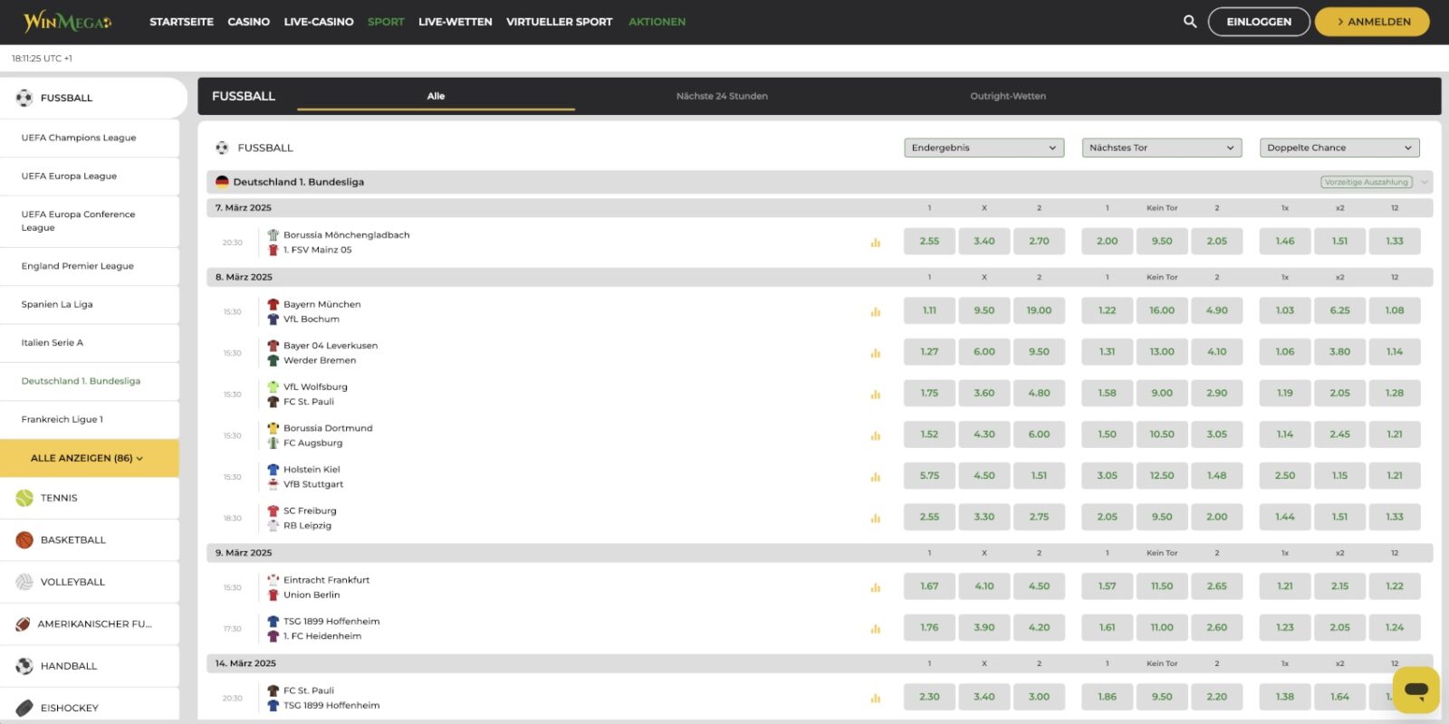 WinMega Bundesliga Wetten
