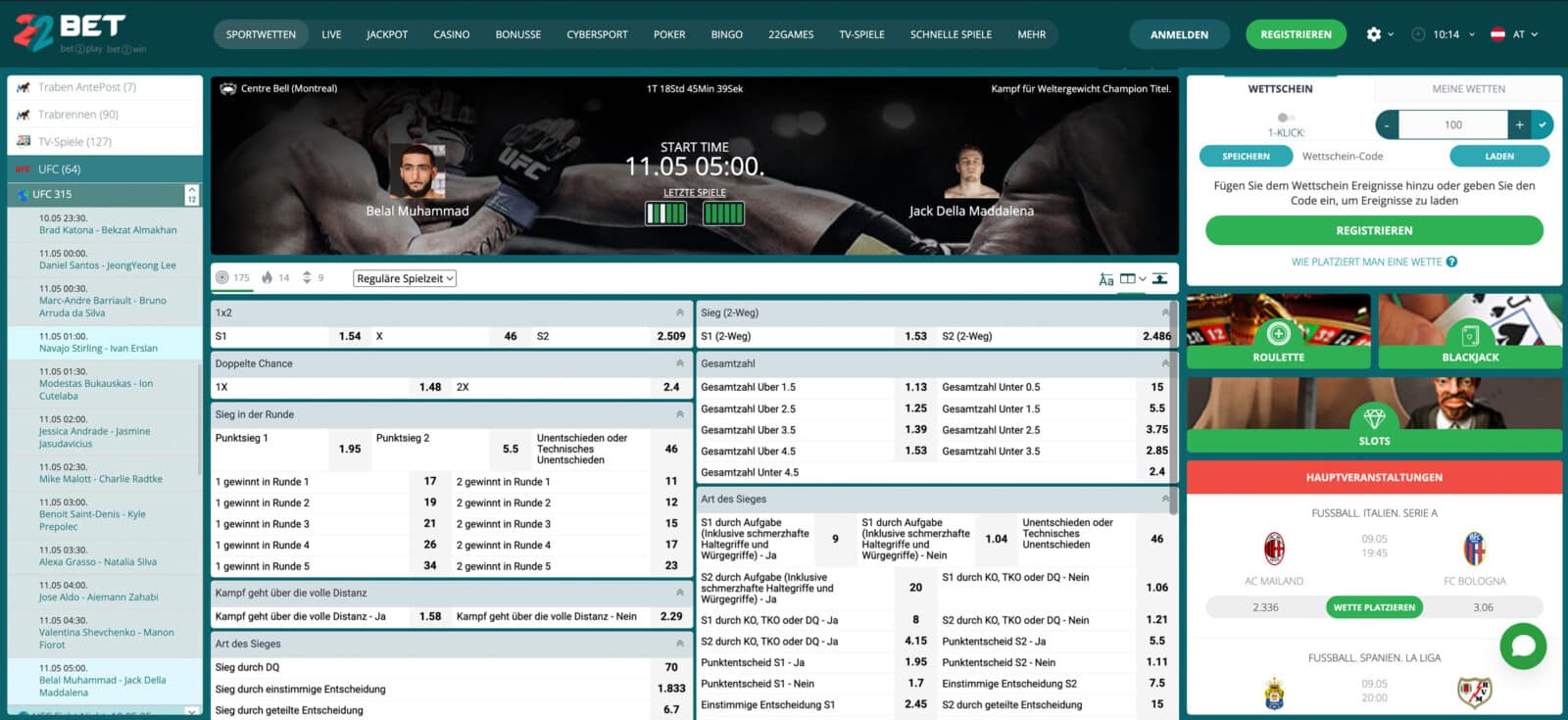 22Bet UFC Wetten
